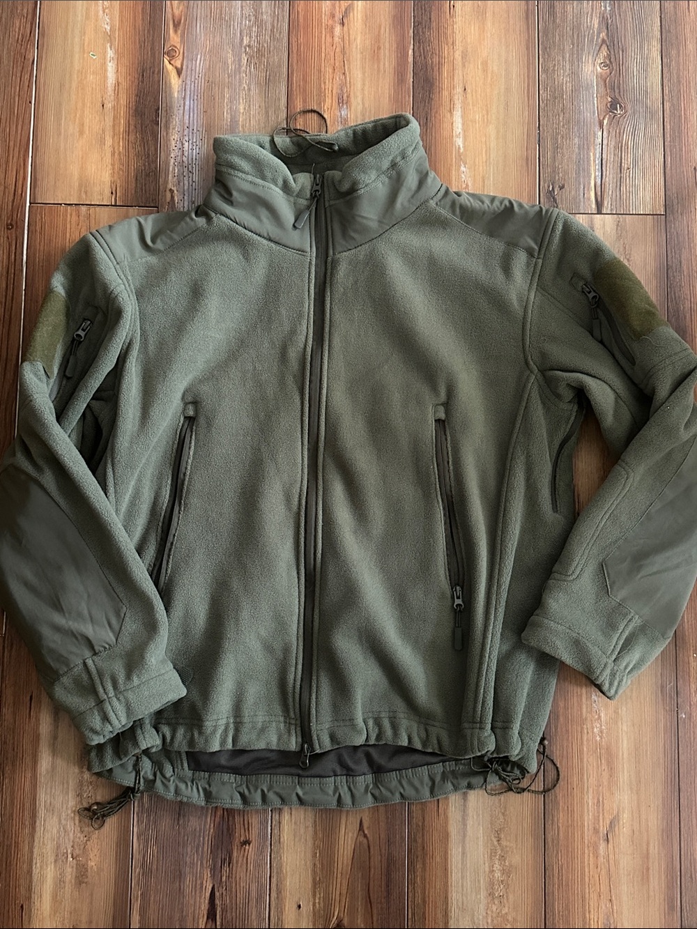 Men's Military-Style Olive Green Fleece Jacket large